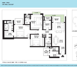 Ireo Victory Valley Floor Plans 3 BHK + SQ | 2452 SQ.FT